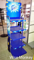 China Customized Metal Display Blue Stand Hollow Shelf for Supermarket Retail supplier